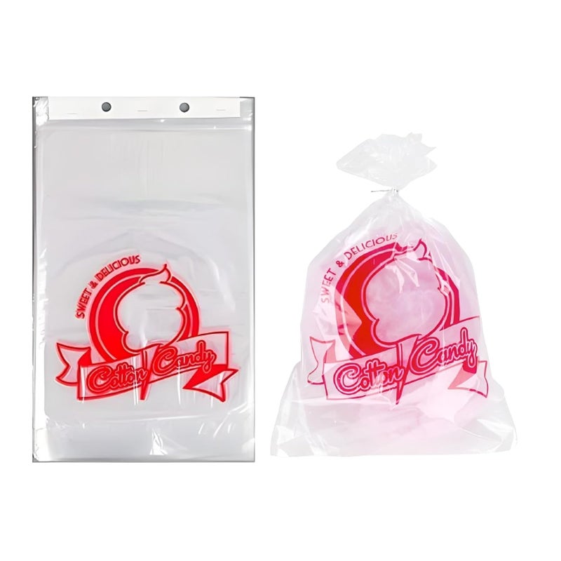 Concession Essentials Cotton Candy Bags-300CT Cotton Candy Bags with Twist Ties, 0.5" Height, 18" Width, 12" Length (Pack of 300) - Image 1